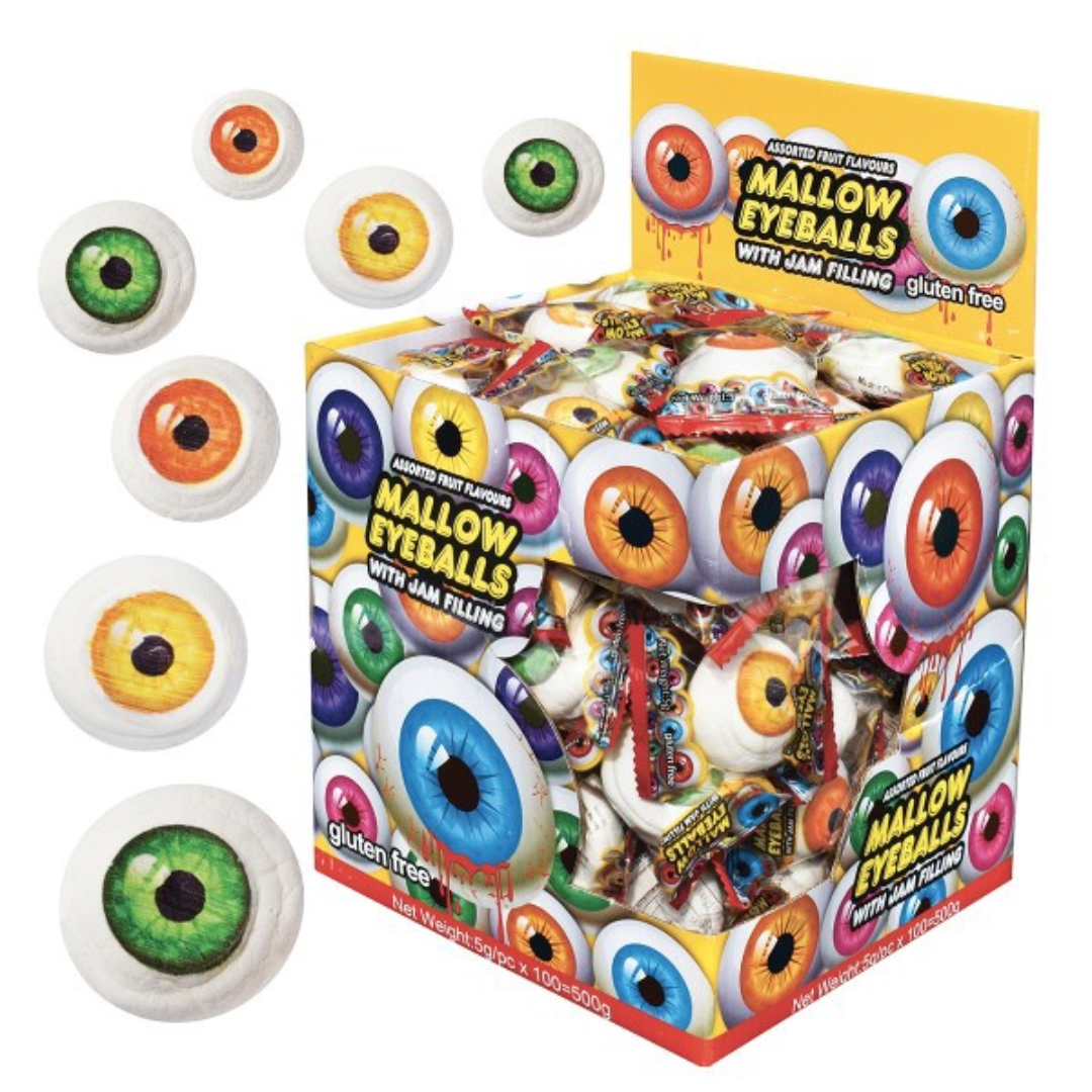 Mallow eyeballs with jam filling