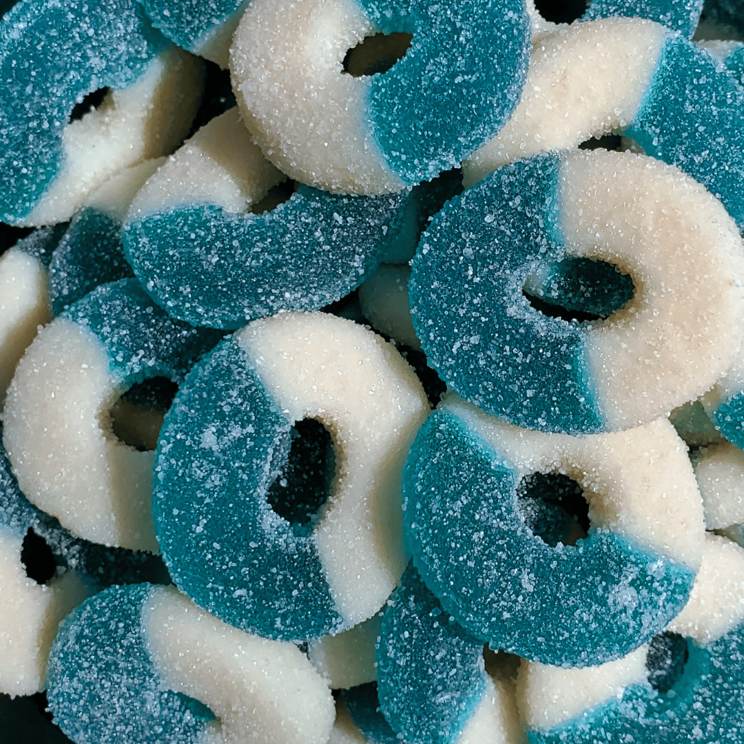 Blue Raspberry Rings : Albanese ~ The Corner Shop – Sweet Pickings